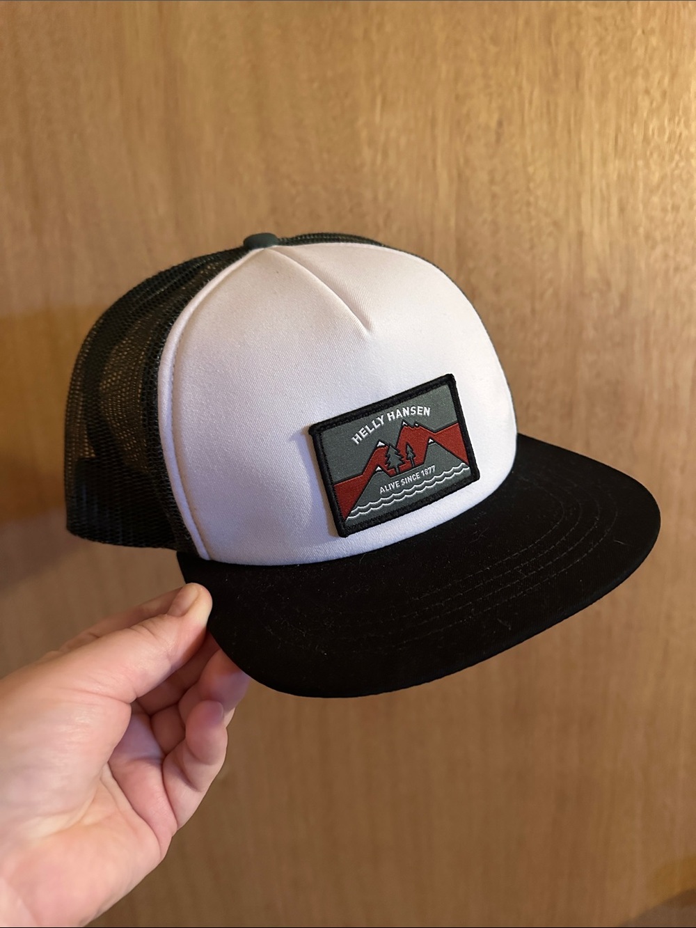 Helly Hansen White Front Green Mesh Patch Trucker Hat